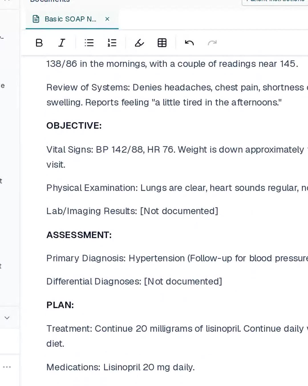 Transcribe Health session editor: live transcript zooming into a generated SOAP note