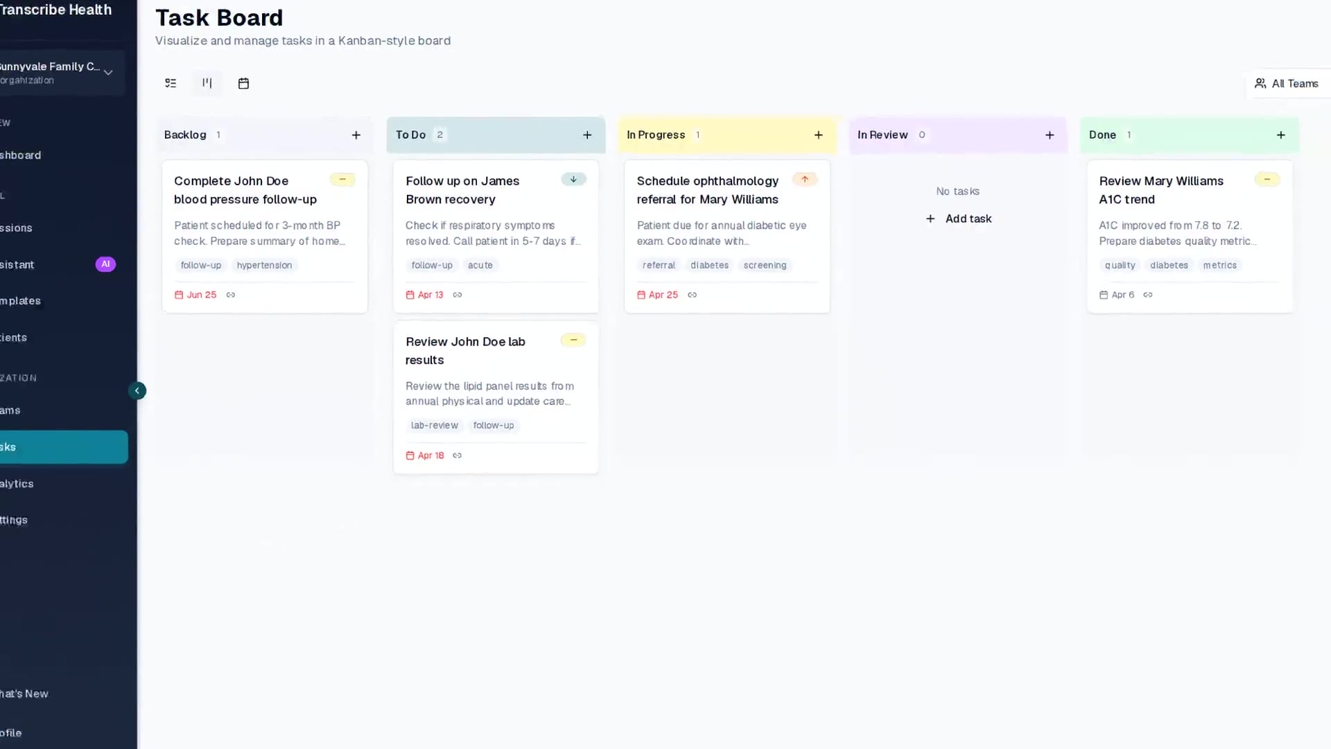 Follow-up tasks