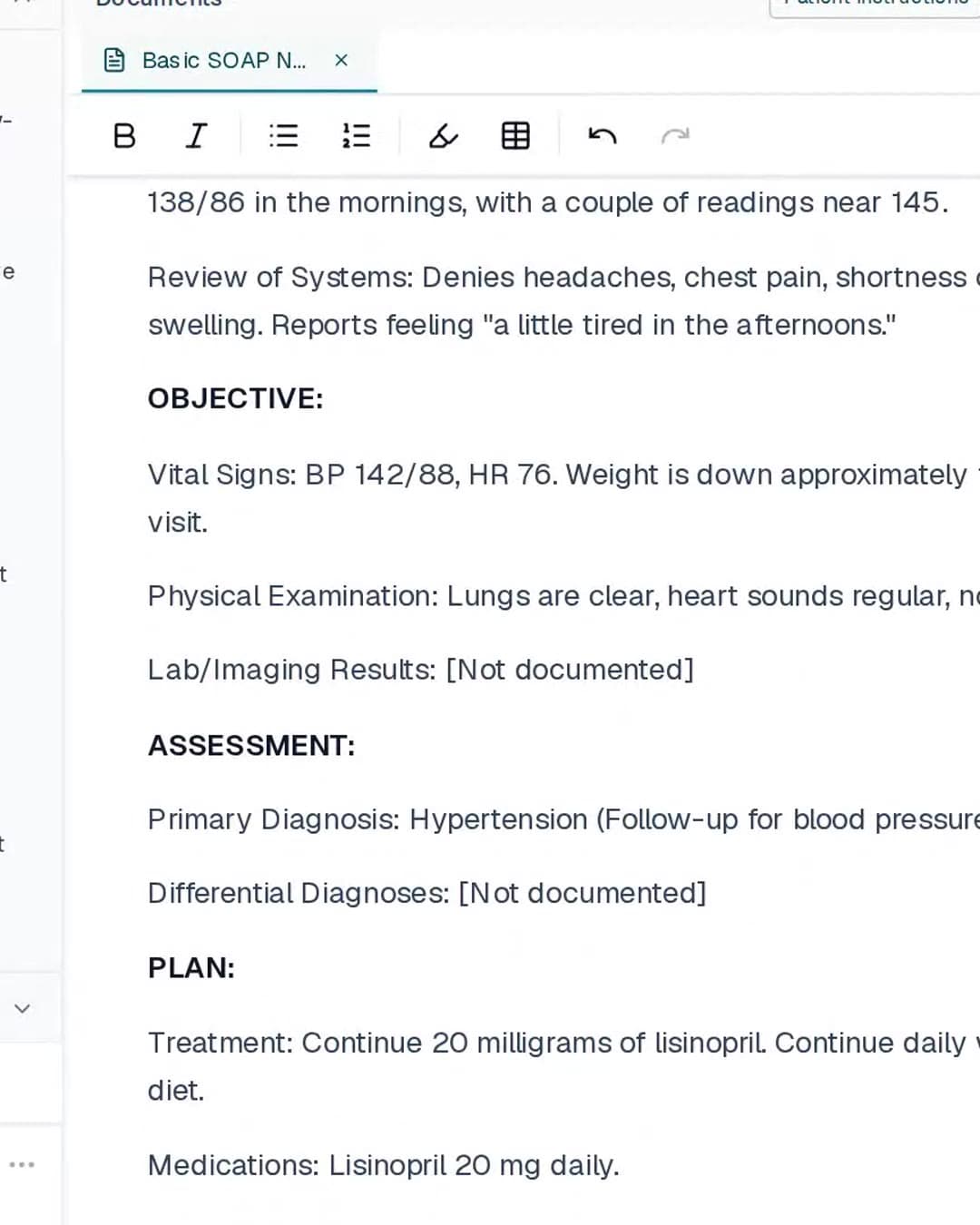 Transcribe Health session editor: live transcript zooming into a generated SOAP note