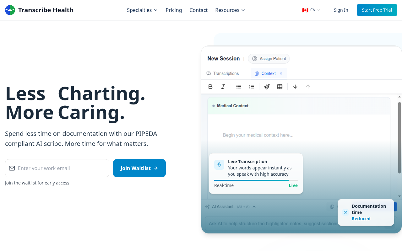 Click Start Free Trial in the navigation bar