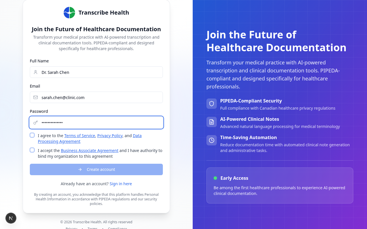 Fill in your details and click Sign Up