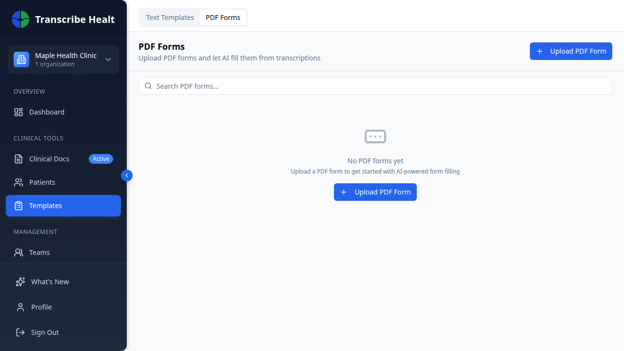 Click the Upload PDF Form button