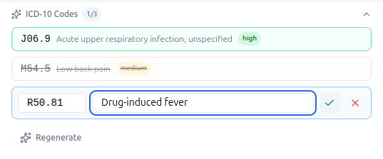 Editing the code from R50.9 to R50.81 with an updated description